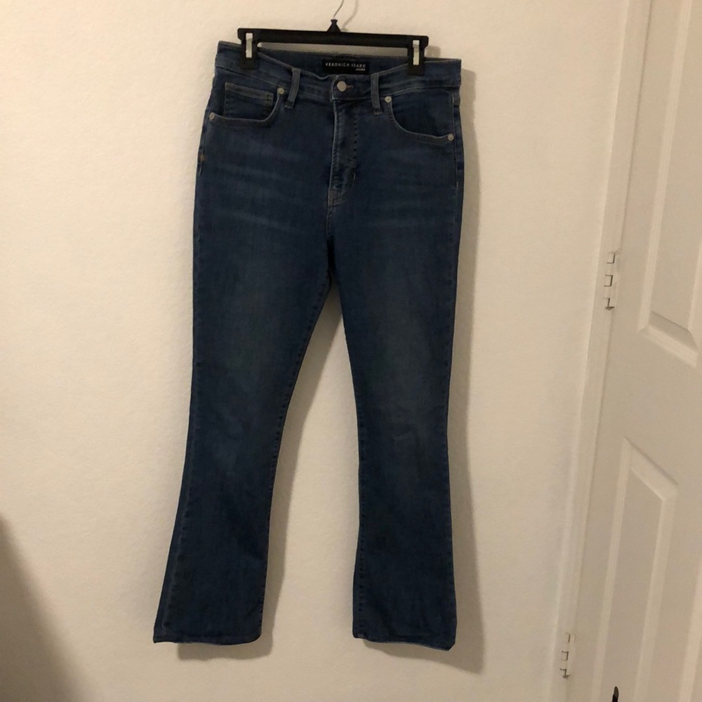Veronica Beard Blue Flare Wide Leg Jeans